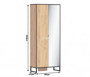 Шкаф 2х дверный с зеркалом Лофт СБ-3111 (Дуб Минерва) в Сысерти - sysert.mebel-74.com | фото