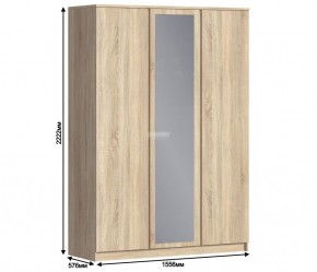 Шкаф 3х дверный с зеркалом Веста СБ-2258 (Дуб Сонома) в Сысерти - sysert.mebel-74.com | фото