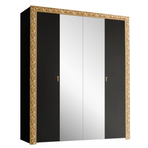 Шкаф 4-х дв. с зеркалами Тиффани Premium черная/золото (ТФШ1/4(П) в Сысерти - sysert.mebel-74.com | фото