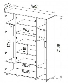 Шкаф 4-х дверный с ящиками М-1 Серия Вега в Сысерти - sysert.mebel-74.com | фото
