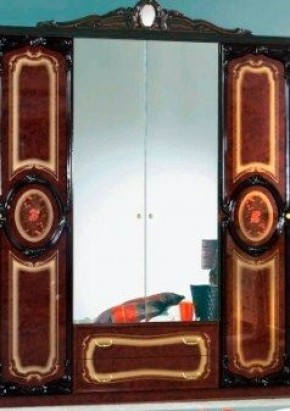 Шкаф 4-х дверный с зеркалами (01.144) Роза (могано) в Сысерти - sysert.mebel-74.com | фото