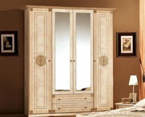 Шкаф 4-х дверный с зеркалами (02.144) Рома (беж) в Сысерти - sysert.mebel-74.com | фото