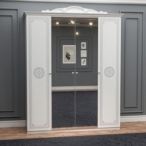 Шкаф 4-х дверный с зеркалами (12.244) Грация (белый/серебро) в Сысерти - sysert.mebel-74.com | фото