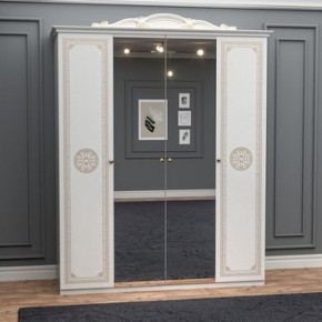 Шкаф 4-х дверный с зеркалами (12.244) Грация (белый/золото) в Сысерти - sysert.mebel-74.com | фото
