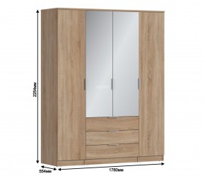 Шкаф 4х дверный с зеркалами Николь СБ-2595/1 (Дуб Сонома) в Сысерти - sysert.mebel-74.com | фото