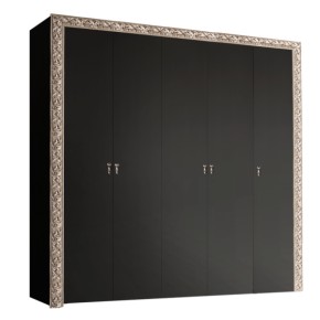 Шкаф 5-х дв. без зеркал Тиффани Premium черная/серебро (ТФШ2/5(П) в Сысерти - sysert.mebel-74.com | фото