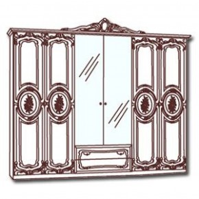 Шкаф 6-и дверный с зеркалами (01.146) Роза (беж) в Сысерти - sysert.mebel-74.com | фото