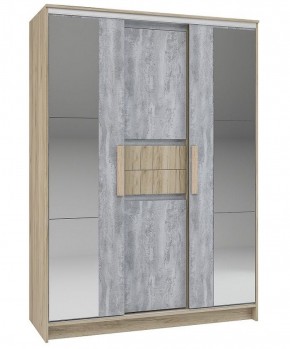 Шкаф-купе Эдем 1.5 (Дуб Крафт серый/Бетонный камень) двери ЛДСП вставка зеркало в Сысерти - sysert.mebel-74.com | фото
