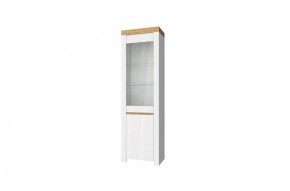 Шкаф с витриной  1V1D, TAURUS, цвет белый/дуб вотан в Сысерти - sysert.mebel-74.com | фото