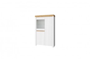 Шкаф с витриной 1V2D, TAURUS, цвет белый/дуб вотан в Сысерти - sysert.mebel-74.com | фото