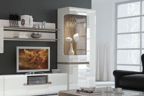 Шкаф с витриной 3D/TYP 01L, LINATE ,цвет белый/сонома трюфель в Сысерти - sysert.mebel-74.com | фото