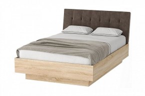 СОНАТА КРС-1400 Кровать с ПМ (дуб сонома/велюр коричневый) в Сысерти - sysert.mebel-74.com | фото