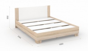 Спальня Аврора Кровать 160 со встроенным основанием под матрас Дуб сонома/Белый в Сысерти - sysert.mebel-74.com | фото