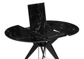 Стол стеклянный Рикла 110(150)х110х76 черный мрамор / черный в Сысерти - sysert.mebel-74.com | фото